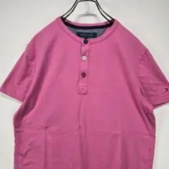 TOMMY HILFIGER　ヘンリーネック　Tシャツ　S　ワンポイント　ロゴ