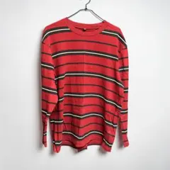 即購入可　UNIQLO XL レッドストライプ ロングTシャツ