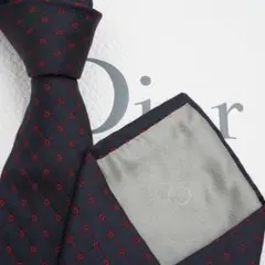 新品同様/未使用級　DIOR HOMME ネクタイ　高級シルク　ドット　ネイビーのサムネイル