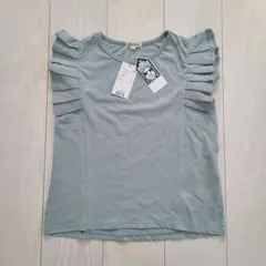 ☆新品☆　シューラルー　フリル袖　Tシャツ　ノースリーブ　ブルーグリーン　140のサムネイル