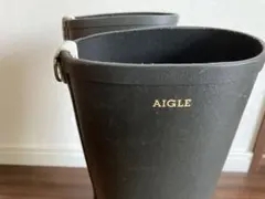 AIGLE レインブーツ ブラック ラバー 長靴 22.5cm