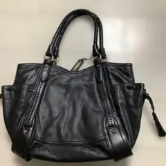 美品　コールハーン　ブラックレザーショルダーバッグ