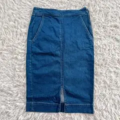 OMEKASHI タイトデニムスカート　膝丈　L ブルーのサムネイル