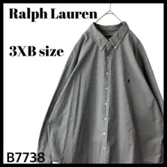 超ビッグサイズ 幅広 ラルフローレン ギンガムチェック 黒 長袖BDシャツ