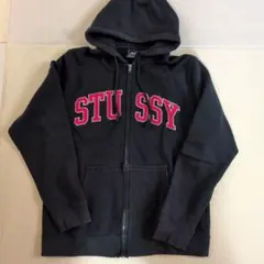 STUSSY ブラック フード付きパーカー MEDIUM