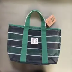 台湾スタバ限定　Starbucks メッシュ トートバッグ グリーン ストライプ
