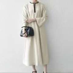 SHIPS any: ダブルクロス ウエス　スキッパー　ロングワンピース