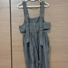 しまむら ブラック デニムサイドカット サロペット