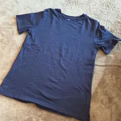 H&M BASIC キッズTシャツ オーガニックコットン 無地 紺 レディース○
