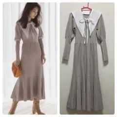 新品✨2WAY衿付きニットワンピース