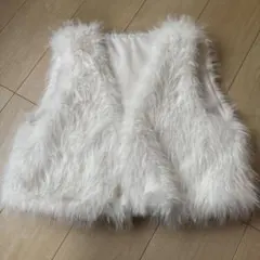 ホワイトファー ベスト サテン裏地付き