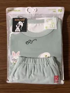 【未開封で発送】90サイズ ユニクロ 半袖 パジャマ めがねうさぎ（グリーン）