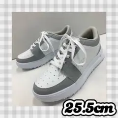 【新品】25.5cm￤メンズ￤フェイクレザー 厚底スニーカー￤グレー 2433