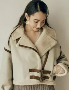 【早い者勝ち】MURUA ムルーア ベルトフェイクムートンブルゾン アイボリー