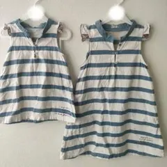 ノースリーブストライプワンピース 90cm ラグマート　姉妹　お揃い
