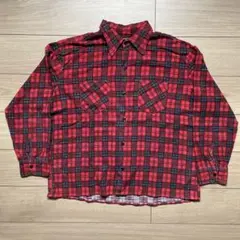 美品 70s 80s 黒タグ JC Penny プリント ネルシャツ XL