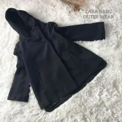 ザラベーシック＊美品✨️コート フード ショート丈 トレンド 黒 無地 お洒落