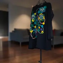 高級感 トクコプルミエヴォル チュニック 総レース カラー花柄 豪華刺繍 黒 高級感 トクコプルミエヴォル チュニック 総レース カラー花柄 豪華
