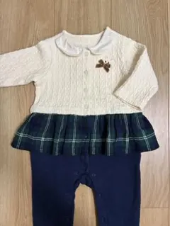 ミキハウス ベビー ロンパース チェック柄 フリル 70cm