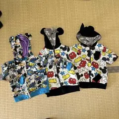 ベビードール パーカー 120, 130cmミッキー 兄弟コーデにも　3枚セット