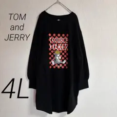 新品❣️トムとジェリー オーバーサイズスウェットシャツ 4L 黒 ゆったりのサムネイル