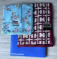 renoma PARIS ハンカチ　2枚セット 1枚は大判　58×58