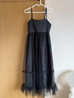 しまむら チュール切り替えキャミワンピース L ふくれシャガード