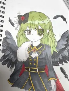 手描きイラスト 女の子 オリジナル アナログ