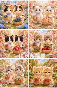 6069｜花咲く小径の少女と子猫 にゃん福屋 パネル生地 6柄 - メルカリ
