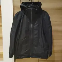 COMME CA MENブラックナイロンジャケット フード付き