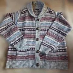 多色ストライプ カーディガン 4L