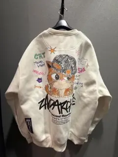 2ND ARCHIVE キャットプリント スウェット ホワイト