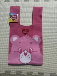 ケアベア　ニット　トートバッグ　ピンク　ラウンドワン限定