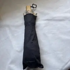 美品　バーバリー チェックフリル付き　折り畳み　日傘　ブラック