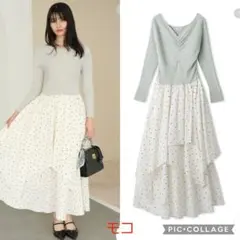 新品タグ付　ニットドッキングワンピース　ライトグレー　LILY BROWN