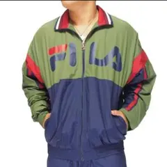 FILA ナイロンジャケット オリーブグリーン/ネイビー