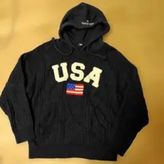 RCWB 長袖パーカー　ニット　フリーサイズ　ネイビー