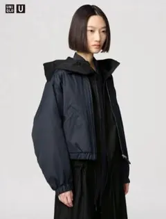 ユニクロU ジップアップショートブルゾン　ブラック 2XL XXL