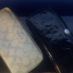【ジャンク品】COACH 長財布 2点セット ファスナー閉まりません。