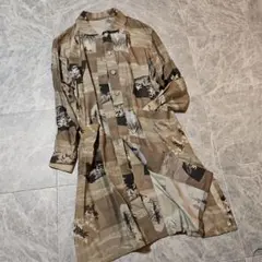 和風柄 ロングコート フリーサイズ