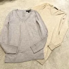 DKNY Vネック薄手セーター　バナナリパブリックメリノウール100%2枚まとめ