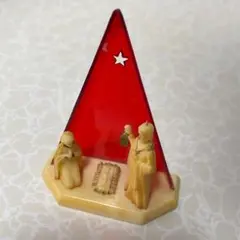ヴィンテージ クリスマス ネイティビティ 置物 聖家族 降誕 ミニチュア 赤のサムネイル