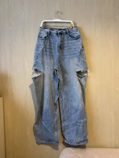 GRL ダメージデニム M ライトブルー