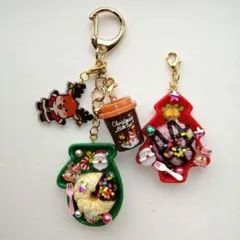 ⑥フェイクスイーツ　クリスマスドーナツキーホルダーセット