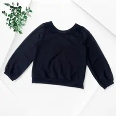 マジェスティックレゴン シアードットスカラップトップス 黒 M バックリボン