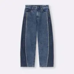 美品　完売品　GU 2トーンバレルレッグジーンズ　M ブルー　デニム