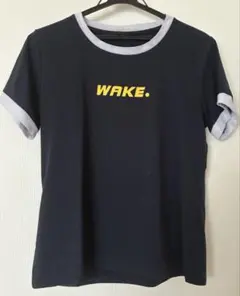 WAKE. ロゴ リンガーTシャツ 半袖 ブラック