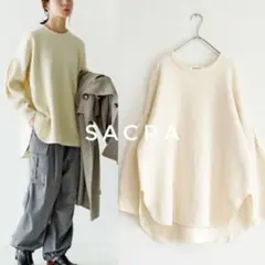SACRA ホワイト クルーネック ニット 長袖