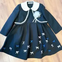 黒のフォーマルドレス リボン装飾　120 入園式　入学式