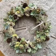 ハンドメイド　ドライフラワーリースのサムネイル